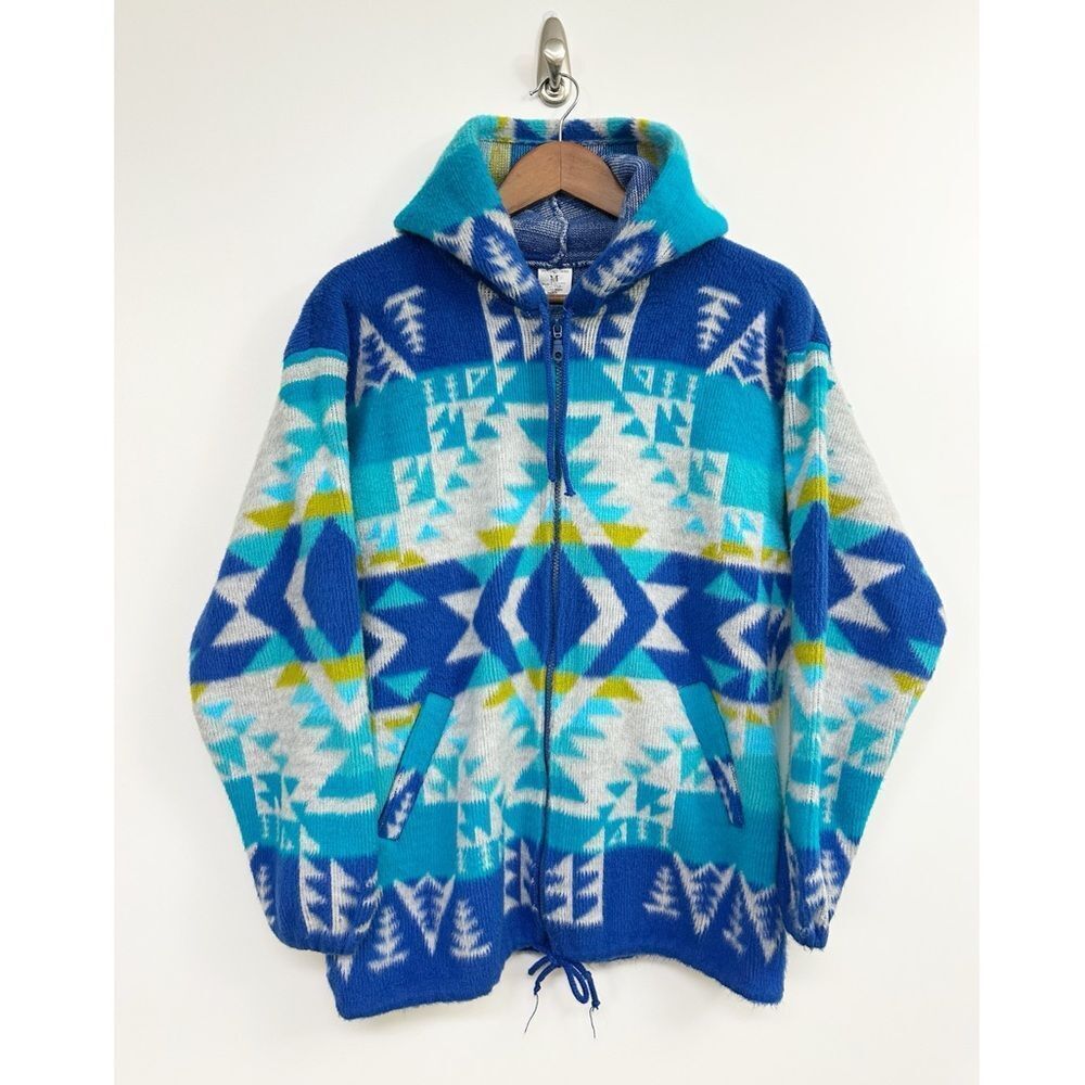 Artesanias Tuntaquimba South Western Style Hoodie Blue Size Medium